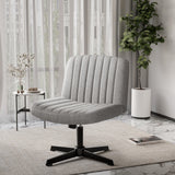 Homall Office Desk Chair Armless Swivel Vanity Chair, Fabric Padded Home Office Chair No Wheels, Gray