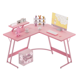 Homall L-Shaped Gaming Desk 51.2 Inches Corner Office Gaming Desk Removable Monitor Riser Desk with LED Strip & Power Outlets, Black