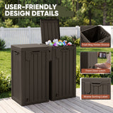 Homall 32 Gallon Outdoor Trash Can, Plastic Garbage Bin with Front Door & Lid, Heavy Duty Waterproof Waste Container for Outdoor