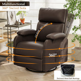 Homall 360° Massage Swivel Rocker Recliner Small Rocking PU Leather Chairs with Side Pockets for Small Spaces