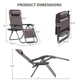Homall Outdoor Zero Gravity Chair Patio Recliner Chaise Lounge with Adjustable Headrest and Tray for Storage, Pack of 2,Brown