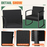 Homall 3 Pieces Patio Bistro Chairs Set, Outdoor PE Rattan Chairs with Cushions and Coffee Table Conversation Set