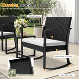 Homall 3 Pieces Patio Bistro Chairs Set, Outdoor PE Rattan Chairs with Cushions and Coffee Table Conversation Set