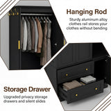 Homall 71" 3-Door Armoire Wardrobe Closet , Modern Storage Armoire with Drawers, Shelves & Hooks for Bedroom