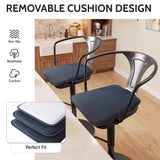 Vyrox Adjustable Bar Stools with Back and Arms, Swivel Metal Bar Chair with Round Base and Footrest, Counter Height Stool