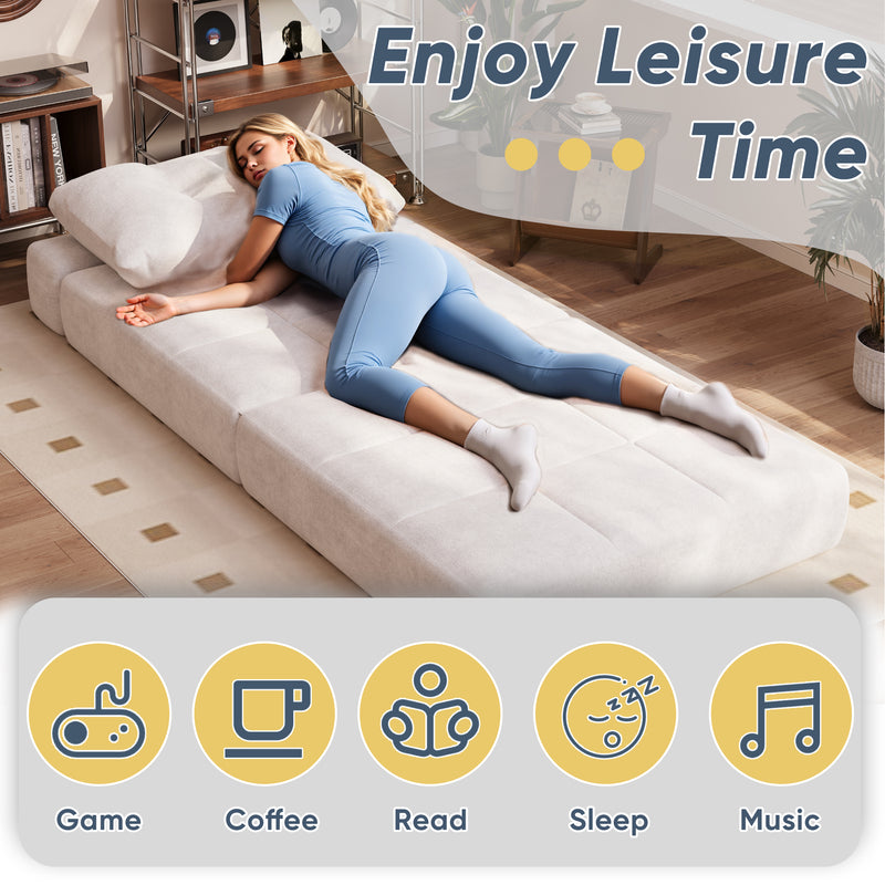 Homall Futon Sofa Bed Convertible Sleeper Chair Floor Couch with High Resilience Memory Foam Lazy Sofa for Living Room/Bedroom