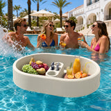 Homall Floating Pool Tray with Cup Holders, Portable Serving Table & Bar for Pool, Hot Tub, Lake, Beige