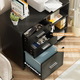 Homall File Cabinet with 3 Drawers, Mobile Design, Printer Stand and Open Storage Shelves, Suitable for Home Office Use