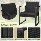 Homall 3 Pieces Patio Bistro Chairs Set, Outdoor PE Rattan Chairs with Cushions and Coffee Table Conversation Set