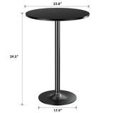 Homall Bistro Pub Table Round Bar Height Cocktail Table Metal Base MDF Top Obsidian Table with Black Leg 23.8-Inch Top, 39.5-Inch Height