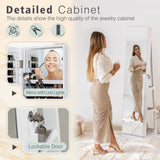 Homall 360° Swivel Jewelry Armoire Lockable 3-in-one Jewelry Cabinet Organizer with Full Length Mirror, White