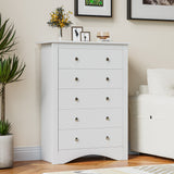 Homall 5 Drawer Dressers for Bedroom Equipped with an Anti-Toppling Device, Modern Wood Chest of Drawers Storage Cabinet