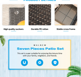 LACOO 7 Pieces Patio Conversation Set Outdoor Sectional Sofa Set PE Rattan