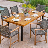 Homall Home 6-Person Acacia Wood Dining Table, Natural Stained with Rustic Metal