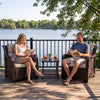 Lacoo 3-Piece Outdoor Patio Furniture Set – 2 Rattan Chairs with Tempered Glass Side Table, Weather-Resistant PE Wicker