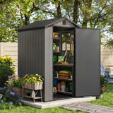 HOMALL 4x4ft Resin Storage Shed, Lockable Outdoor Garden Tool Shed with Heavy-Duty & Weatherproof Design