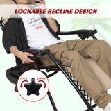 Homall Outdoor Zero Gravity Chair Folding Recline Patio Portable Lounge Chairs Set of 3 with Cupholder and Table, Beige