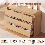 Homall 6 Drawer Dresser for Bedroom, Modern Dresser Chest of Drawers with Rounded Corners & Handleless Design, Wide Wood Storage Dresser Organizer for Bedroom, Living Room