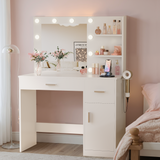 Homall Makeup Vanity Table with Lights, Mirror, Storage Cabinet, and Power Outlet for Bedroom and Dressing Room