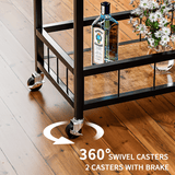 Homall Bar Cart Home Industrial Mobile Bar Cart with Wine Rack, Glass Holder and Wood Storage Shelves for Living Room, Kitchen, Party