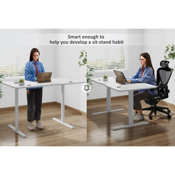 Homall Electric Height Adjustable Standing Desk, Large 55 inch Sit Stand up Desk, Home Office Computer Desk Memory Preset with T-Shaped Metal Bracket, White