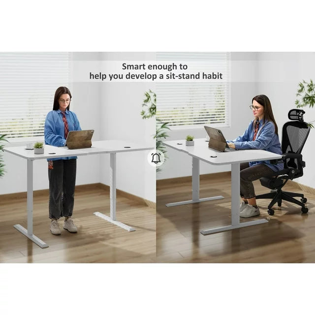 Homall Electric Height Adjustable Standing Desk, Large 55 inch Sit Stand up Desk, Home Office Computer Desk Memory Preset with T-Shaped Metal Bracket