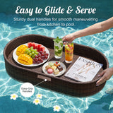 Homall 40×30×7in Rattan Floating Pool Tray Wicker Serving Tray for Food Drinks Floats for Spas Pool Parties