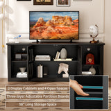Homall TV Stand for 65 Inch TV with LED Lights & Glass Doors, Media Console with Built-in Charging Station, Entertainment Center for Living Room
