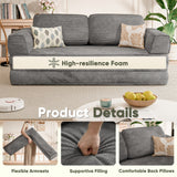 Homall 4 in 1 Convertible Sleeper Sofa Bed, Corduroy Loveseat with Sturdy Metal Frame, High-Resilience Foam Floor Couch, Foldable Futon for Living Room Bedroom Apartment, No Assembly Required