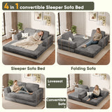 Homall 4 in 1 Convertible Sleeper Sofa Bed, Corduroy Loveseat with Sturdy Metal Frame, High-Resilience Foam Floor Couch, Foldable Futon for Living Room Bedroom Apartment, No Assembly Required