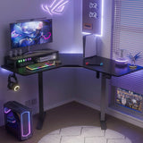 Homall 67"W V-Shaped Electric Sit-Stand Desk L-Shaped Tabletop Ergonomics Standing Desk Height Adjustable Computer Desk, Black