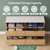 Homall 6 Drawer Double Dresser for Bedroom, Modern Fluted Wide Dresser Chest of Drawers with Marble-Pattern Top, Wood Storage Dresser for Living Room, Entryway,