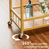 Homall Bar Cart Home Industrial Mobile Bar Cart with Wine Rack, Glass Holder and Wood Storage Shelves for Living Room, Kitchen, Party