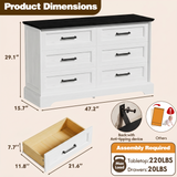 Homall Wooden 6 Drawer Dresser for Bedroom, Modern Chest of Drawers, Storage Cabinet Organizer with Metal Handles for Bedroom, Living Room and Closet