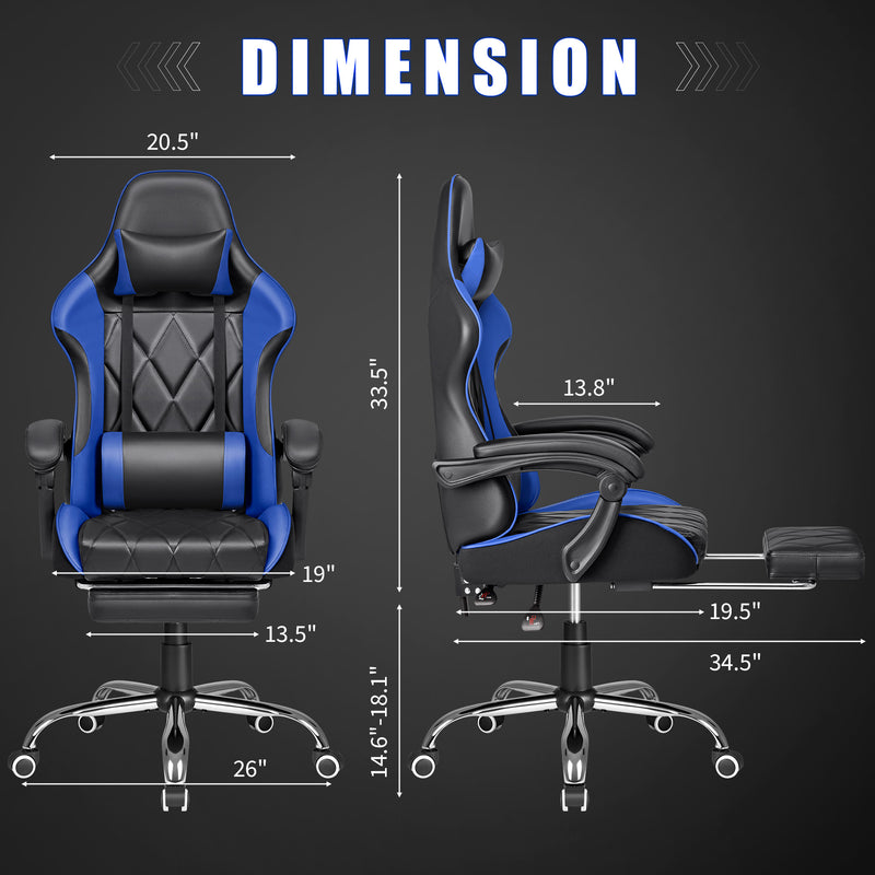 Homall Gaming Chair Massage Office Chair Computer Racing Chair High Back PU Leather Chair with Footrest