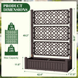 Homall Raised Garden Bed with Trellis, 43"x18"x59" Planter Box for Climbing Plants, Outdoor Raised Garden Bed for Privacy Screen, Tall Vertical Planter, Brown