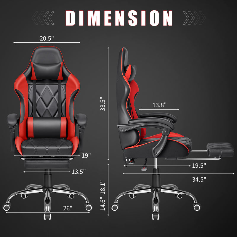 Homall Gaming Chair Massage Office Chair Computer Racing Chair High Back PU Leather Chair with Footrest