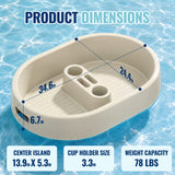 Homall Floating Pool Tray with Cup Holders, Portable Serving Table & Bar for Pool, Hot Tub, Lake, Beige