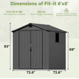 6x6ft Outdoor Plastic Storage Shed with Window,Weather-Resistant, Easy Assembly, Wood-Effect Garden Tool House,Dark Gray