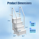 Homall Pool Ladder with Anti-Slip Steps, Heavy Duty Swimming Pool Stairs for Indoor & Outdoor, Safety Handrails Included, White