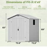 6x6ft Outdoor Plastic Storage Shed with Window,Weather-Resistant, Easy Assembly, Wood-Effect Garden Tool House,Light Gray