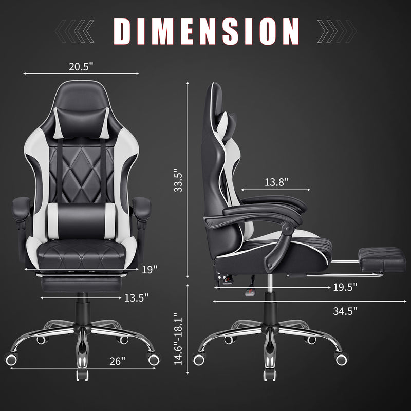 Homall Gaming Chair Massage Office Chair Computer Racing Chair High Back PU Leather Chair with Footrest