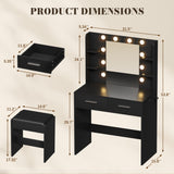 Homall Makeup Vanity Set with Mirro & 3 Modes Lights, Vanity Desk with Stool & Storage Drawers Shelves, Vanity Table with Power Outlet for Bedroom Dressing Room