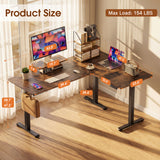 Homall L-Shaped Electric Standing Desk with Monitor Stand, 63 x 48 inch Height Adjustable Sit Stand Corner Desk, Computer Workstation for Home Office