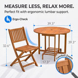 Homall 5-Piece Foldable Solid Wood Dining Table and Chair Set, Round Solid Wood Dining Cart and Chairs with Umbrella Hole , Light Brown