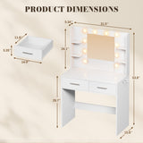 Homall Makeup Vanity Set with Mirro & 3 Modes Lights, Vanity Desk with Stool & Storage Drawers Shelves, Vanity Table with Power Outlet for Bedroom Dressing Room