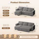 Homall 80" Sleeper Sofa Couch with Pull Out Bed with Storable Armrest Shelf and USB Charge Port Modern Sectional Sofa Bed for Living Room