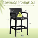 Homall 2-Pack Outdoor Bar Stools, High Back Bar Chairs with Textured Seat for Patio