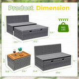Homall Outdoor Daybed Patio Furniture Set Rattan Storage Daybed with Cushion and Side Table