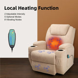 Homall Rotary Massage Heated Function Recliner, PU Leather Single Living Room Sofa Seat, Black, 31.75" L x 31" W x 90" H